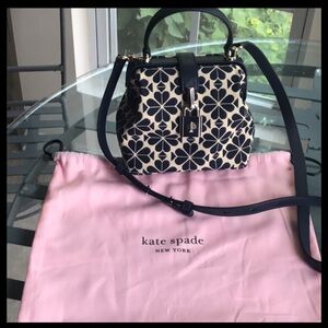 Kate Spade Navy Blue and Cream Floral Bag